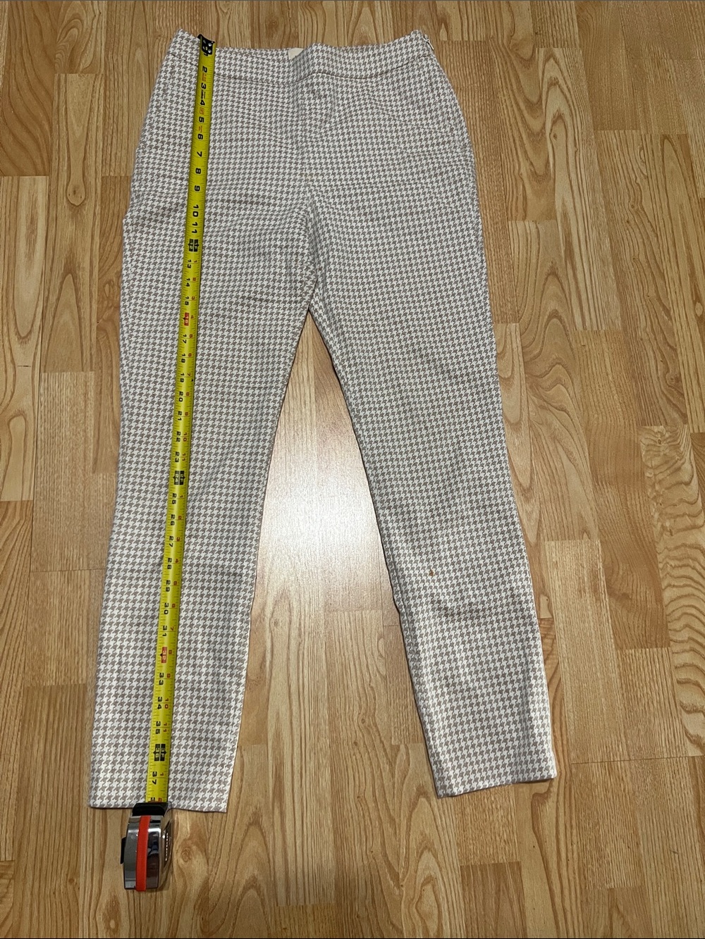 Sezane women’s Slim Fit Houndstooth Pants - Cream/Gray
